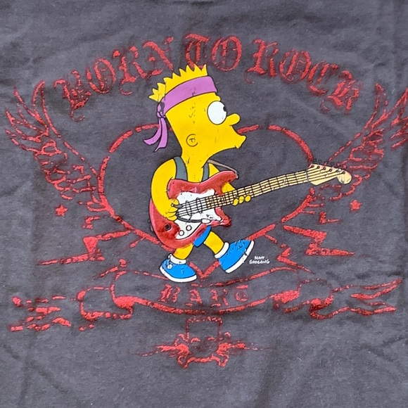 BORN TO ROCK BART Guitar Playing Simpson Vintage Graphic Shirt Top Simpsons - Picture 7 of 7